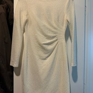 Vince Camuto Cream Textured Long Sleeve Dress
